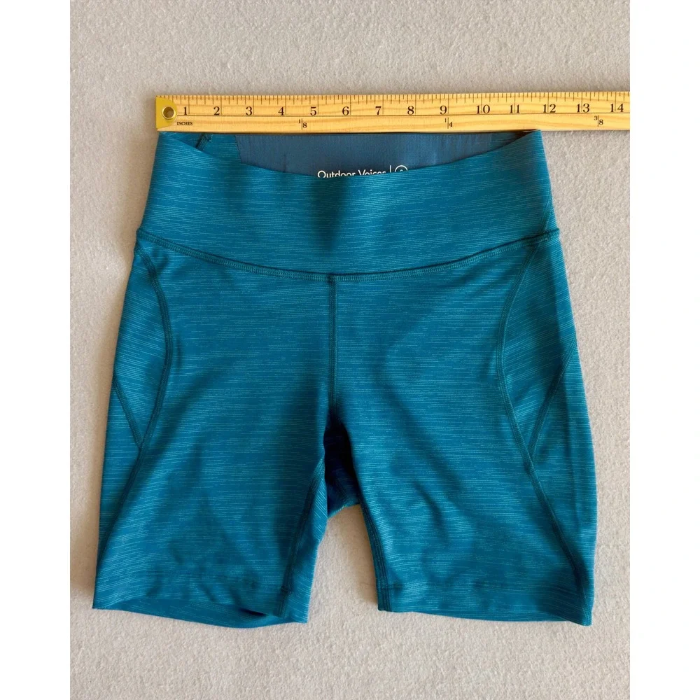 Outdoor Voices TechSweat Bike Shorts Teal Blue Space Dye Women's Size Small
